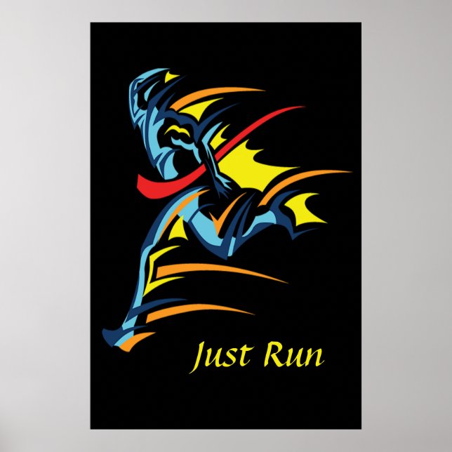 Motivational Words Just Run For Runners Poster (Front)