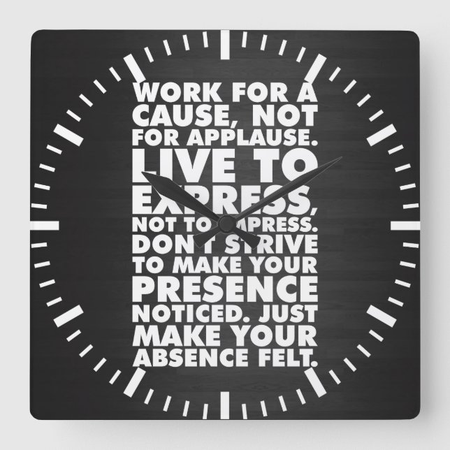 Motivational Words Square Wall Clock (Front)