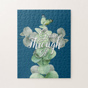Motivational Words Watercolor Eucalyptus Butterfly Jigsaw Puzzle