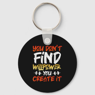 Motivational Workout Willpower Quote Dumbbell Grap Key Ring
