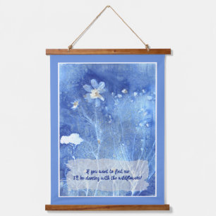 Motivational Zen Quote Watercolor Floral Hanging Tapestry