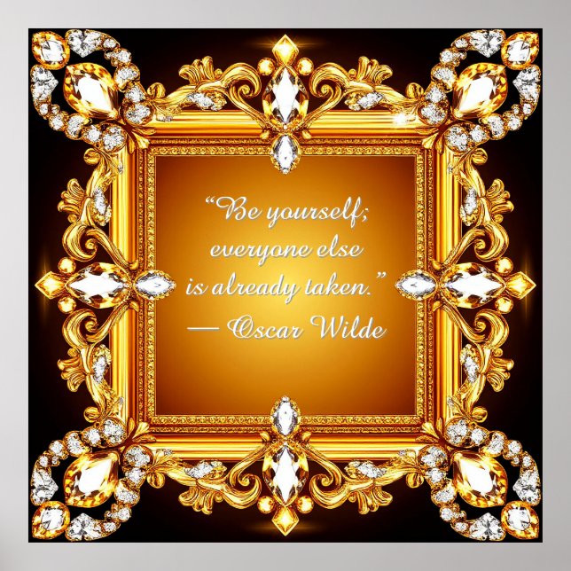 Motivatonal Luxurious Gold Diamond Ornate Frame Poster (Front)
