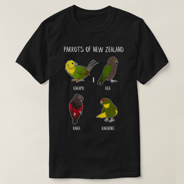 Motive for New Zealand Parrot Lover Kaka Kakariki  T-Shirt (Design Front)