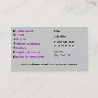 Motives Cosmetics Distributor Business Card