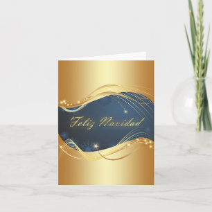Motivo dorado de Navidad con fondo azul Holiday Card