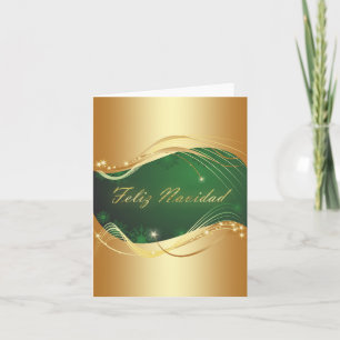 Motivo dorado de Navidad con fondo verde Holiday Card