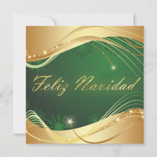 Motivo dorado de Navidad con fondo verde Holiday Card