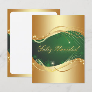 Motivo dorado de Navidad con fondo verde Invitation