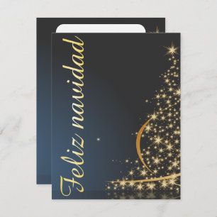 Motivo navideño azul con dorado árbol de navidad. invitation