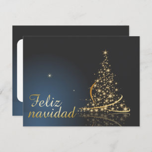 Motivo navideño azul con dorado árbol de navidad. invitation