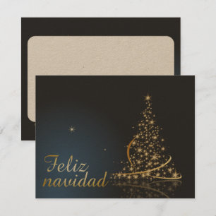 Motivo navideño azul con dorado árbol de navidad. invitation