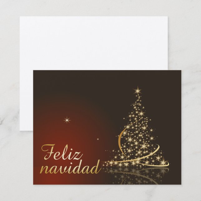 Motivo navideño rojo con dorado árbol de navidad. invitation (Front/Back)