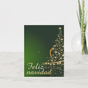 Motivo navideño verde con arbol de navidad. card
