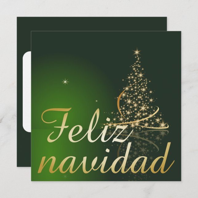 Motivo navideño verde con arbol de navidad. invitation (Front/Back)
