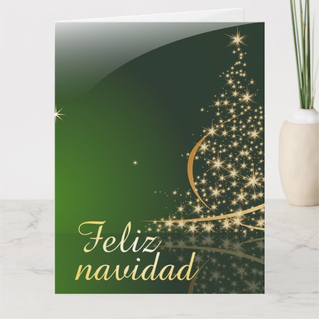Motivo navideño verde con arbol de navidad. V2.0 Card (Front)