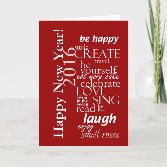 motivtional inspirational happy new year 2016 holiday card (Front)
