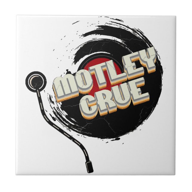 Mötley Crüe  Vinyl Vintage Aesthetic  Ceramic Tile (Front)