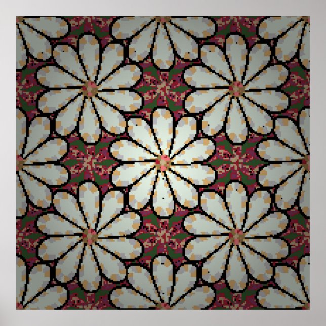 Motley illustration. Small colourful flowers. Spri Poster (Front)