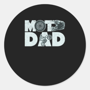 Moto Dad Funny Dirt Bike Motocross Daddy Father's Classic Round Sticker