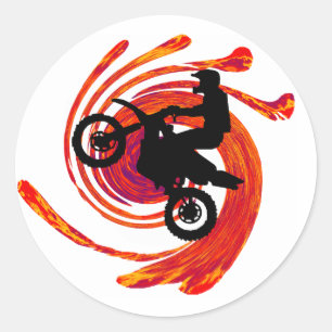 Moto Fire Tracks Classic Round Sticker