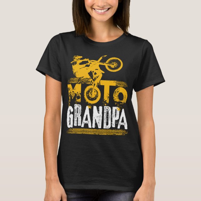 Moto Grandpa BMX Dirt Bike Motocross T-Shirt (Front)