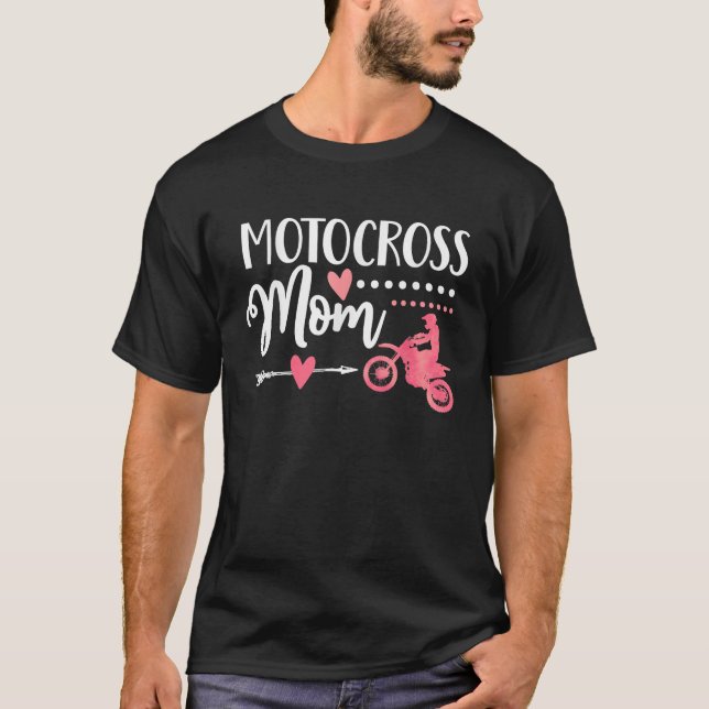moto mum dirt bike cute motocross mother racing at T-Shirt (Front)