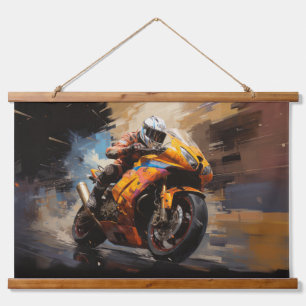 Moto Race Action Sport Painting Abstract Art Decor Hanging Tapestry