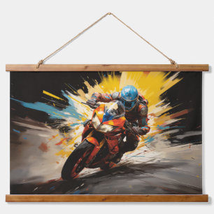 Moto Race Action Sport Painting Abstract Art Decor Hanging Tapestry