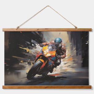 Moto Race Action Sport Painting Abstract Art Decor Hanging Tapestry