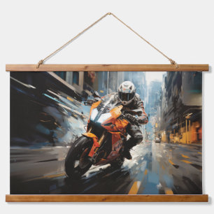Moto Race Action Sport Painting Abstract Art Decor Hanging Tapestry