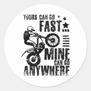 Moto trial bike fast classic round sticker