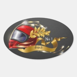 Moto with your name oval sticker