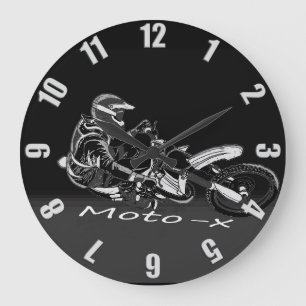 Moto-x Racer - Motocross Racing Large Clock