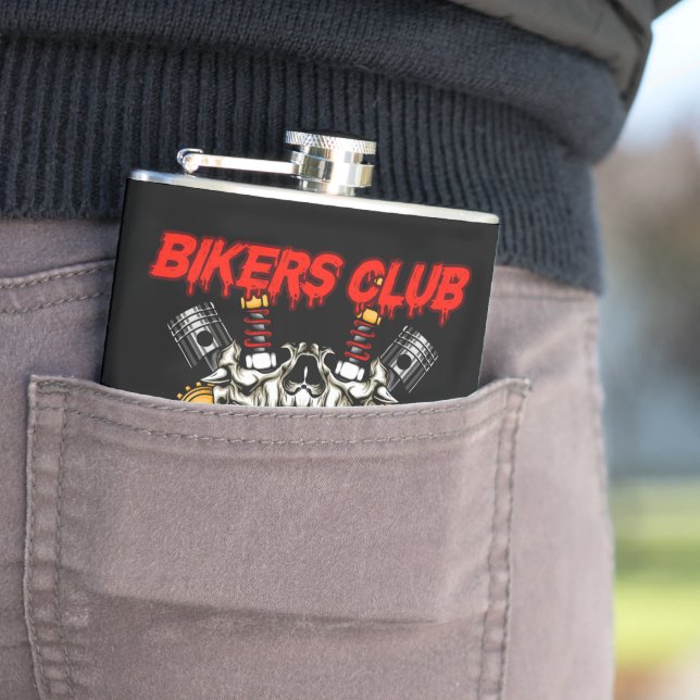 motobike club hip flask (In Situ)