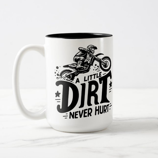 Motocross - A little dirt never hurt Two-Tone Coffee Mug (Left)