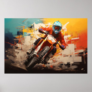 Motocross Action Sport Painting Abstract Art Decor