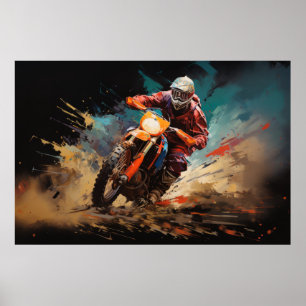 Motocross Action Sport Painting Abstract Art Decor
