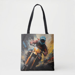 Motocross Action Sport Painting Abstract Art Decor Tote Bag