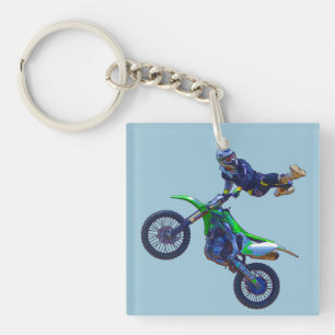Motocross Aerial Stunt Display Champion Key Ring