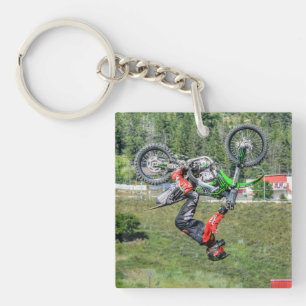 Motocross Aerial Stunt Display Champion Key Ring