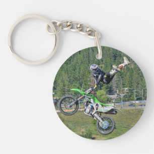 Motocross Aerial Stunt Display Champion Key Ring