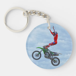 Motocross Aerial Stunt Display Champion Key Ring