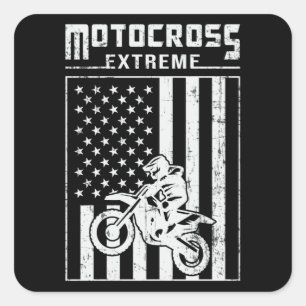 Motocross Biker Dirt Bike Motorcycle Funny Gift Square Sticker