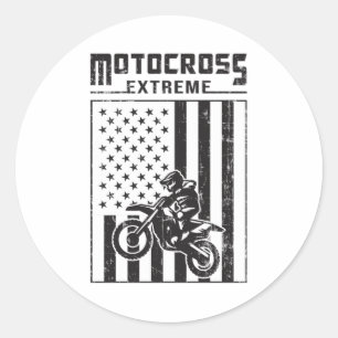 Motocross Biker Dirt Motorcycle Funny Gift Idea Classic Round Sticker