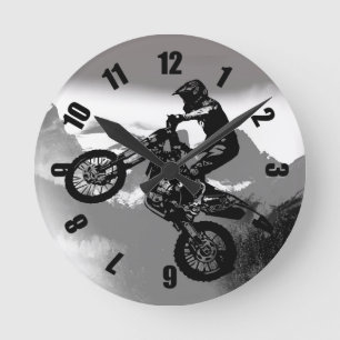 Motocross Biker - Rocky Mountains   Round Clock