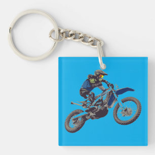 Motocross Biker Wheel Competing Key Ring