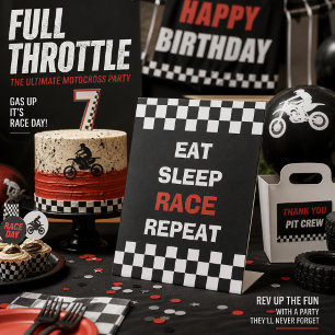 Motocross Black White Race Party Decoration Pedestal Sign