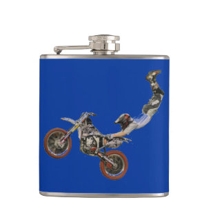 motocross blue hip flask