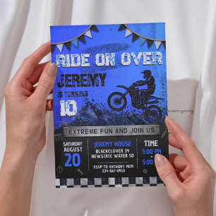Motocross Boy Birthday - Gritty Grunge Dirt Bike Invitation