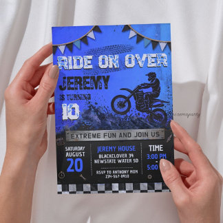 Motocross Boy Birthday - Gritty Grunge Dirt Bike Invitation